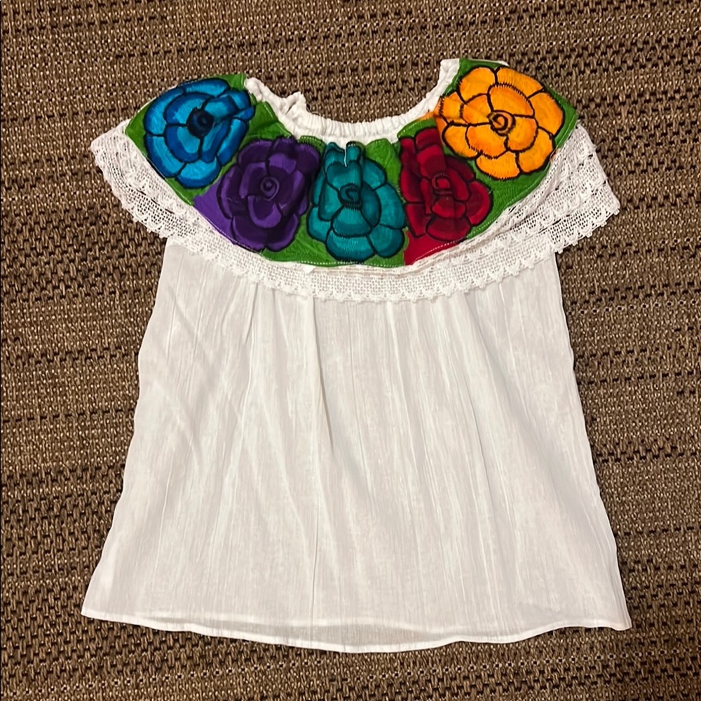 White Blouse with Decorative Neckline